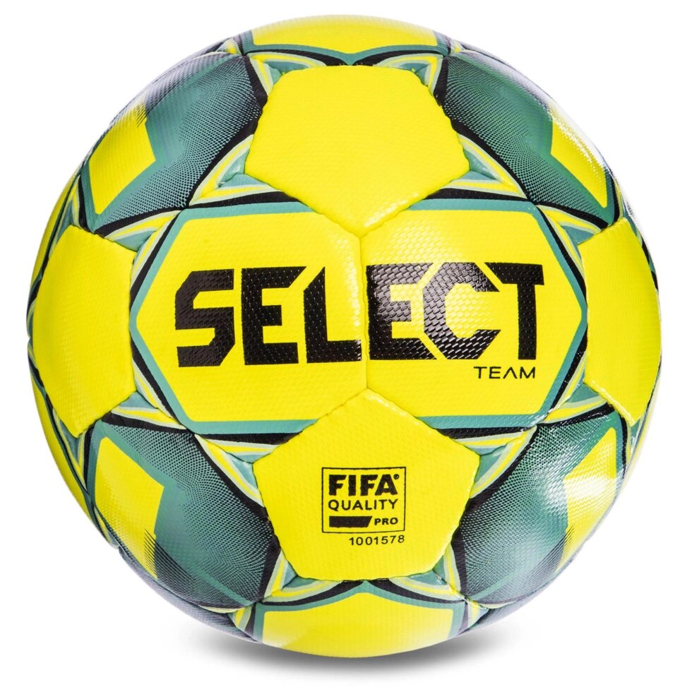 М'яч футбольний №5 SELECT TEAM FIFA (FPUS 1300, жовтий-бірюзовий) від компанії Спортивний інтернет - магазин "One Sport" - фото 1