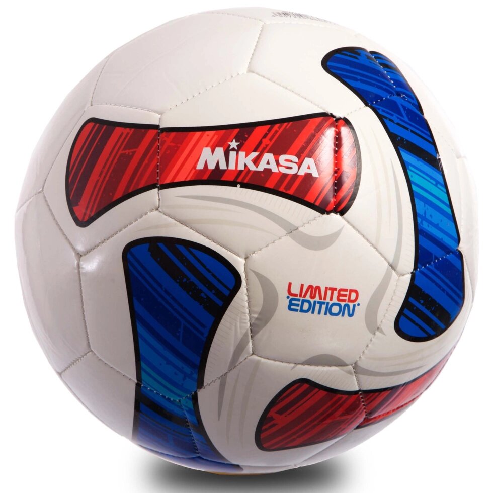 М'яч футбольний №5 TPU ламін. Зшитий машинним способом MIKASA SWA50-BR (№5, 5сл., білий-синій-червоний) від компанії Спортивний інтернет - магазин "One Sport" - фото 1