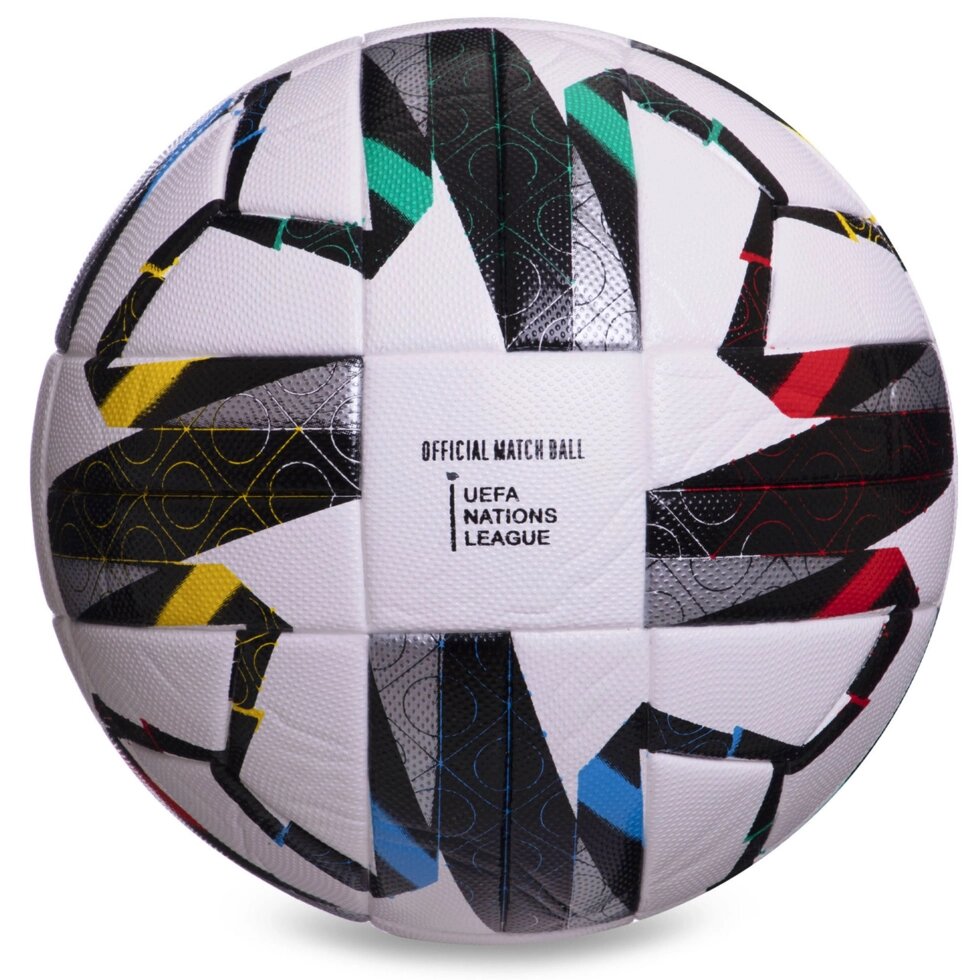М'яч футбольний NATIONS LEAGUE 2020-2021 FB-2382 №5 PVC клеєний білий-чорний від компанії Спортивний інтернет - магазин "One Sport" - фото 1