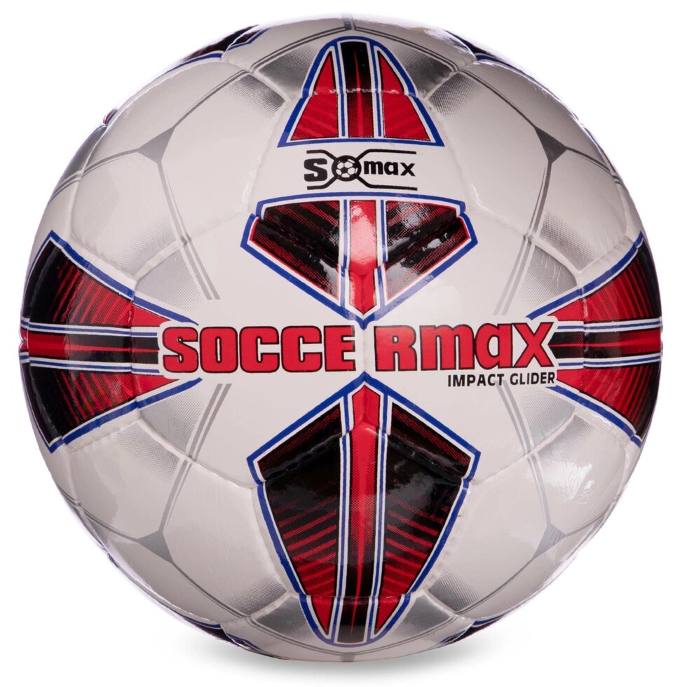 М'яч футбольний професійний №5 SOCCERMAX IMS FB-0005 (PU, білий-червоний) від компанії Спортивний інтернет - магазин "One Sport" - фото 1