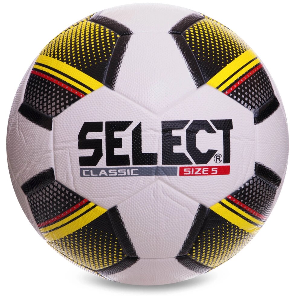 М'яч футбольний SELECT Classic FB-0553 №5 PVC клеєний білий-чорний-жовтий від компанії Спортивний інтернет - магазин "One Sport" - фото 1