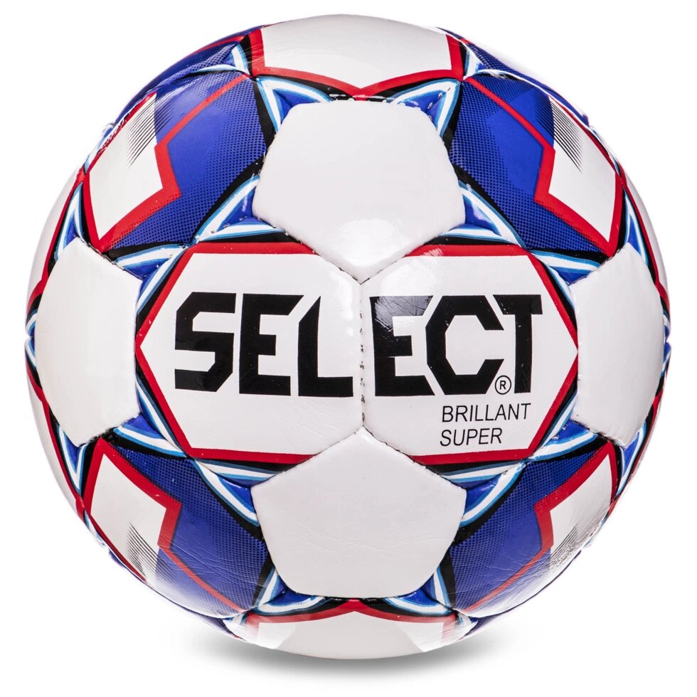 М'яч футбольний ST BRILLANT SUPER NAIA FB-2980 №5 PU білий-синій від компанії Спортивний інтернет - магазин "One Sport" - фото 1