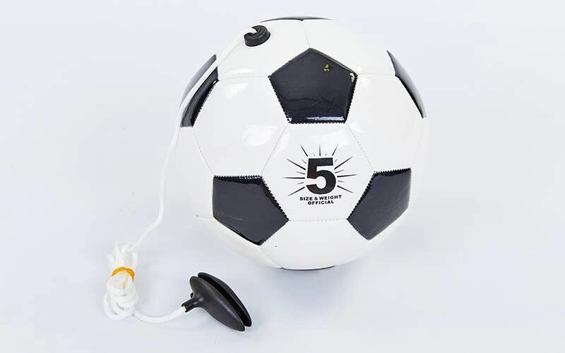 М'яч футбольний тренувальний футбольний тренажер №5 FB-6883-5 (PU, чорний-білий) від компанії Спортивний інтернет - магазин "One Sport" - фото 1