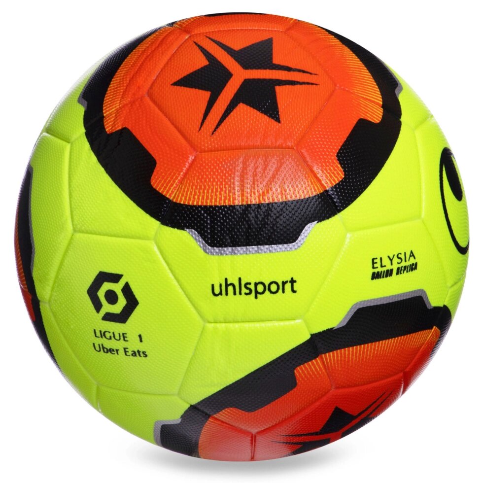 М'яч футбольний UHLSPORT LIGUE-1 2020-2021 FB-2389 №5 PVC клеєний жовтий-чорний від компанії Спортивний інтернет - магазин "One Sport" - фото 1