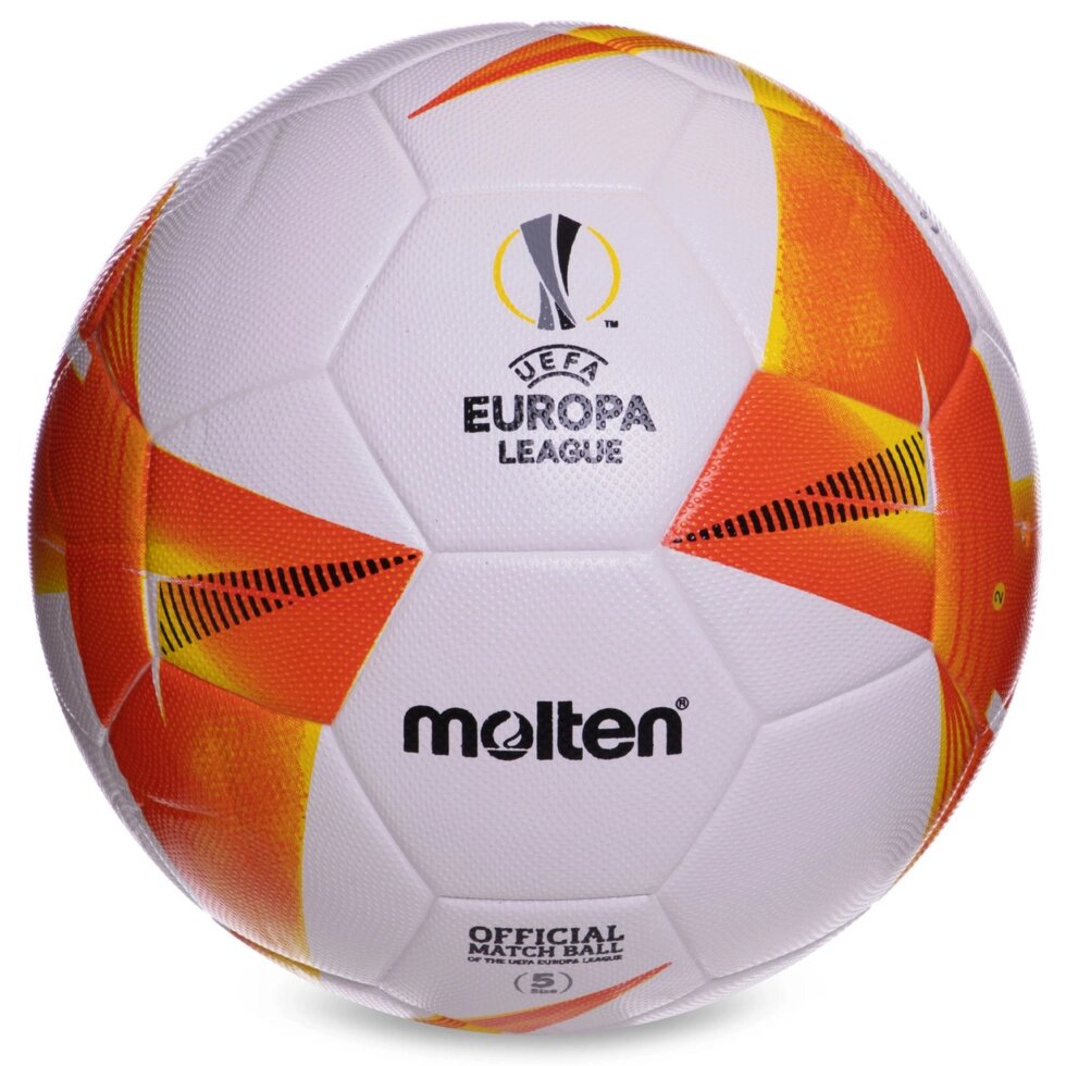 М'яч футбольний Zelart EUROPA LEAGUE 2020-2021 FB-2392 №5 PVC клеєний білий-помаранчевий від компанії Спортивний інтернет - магазин "One Sport" - фото 1