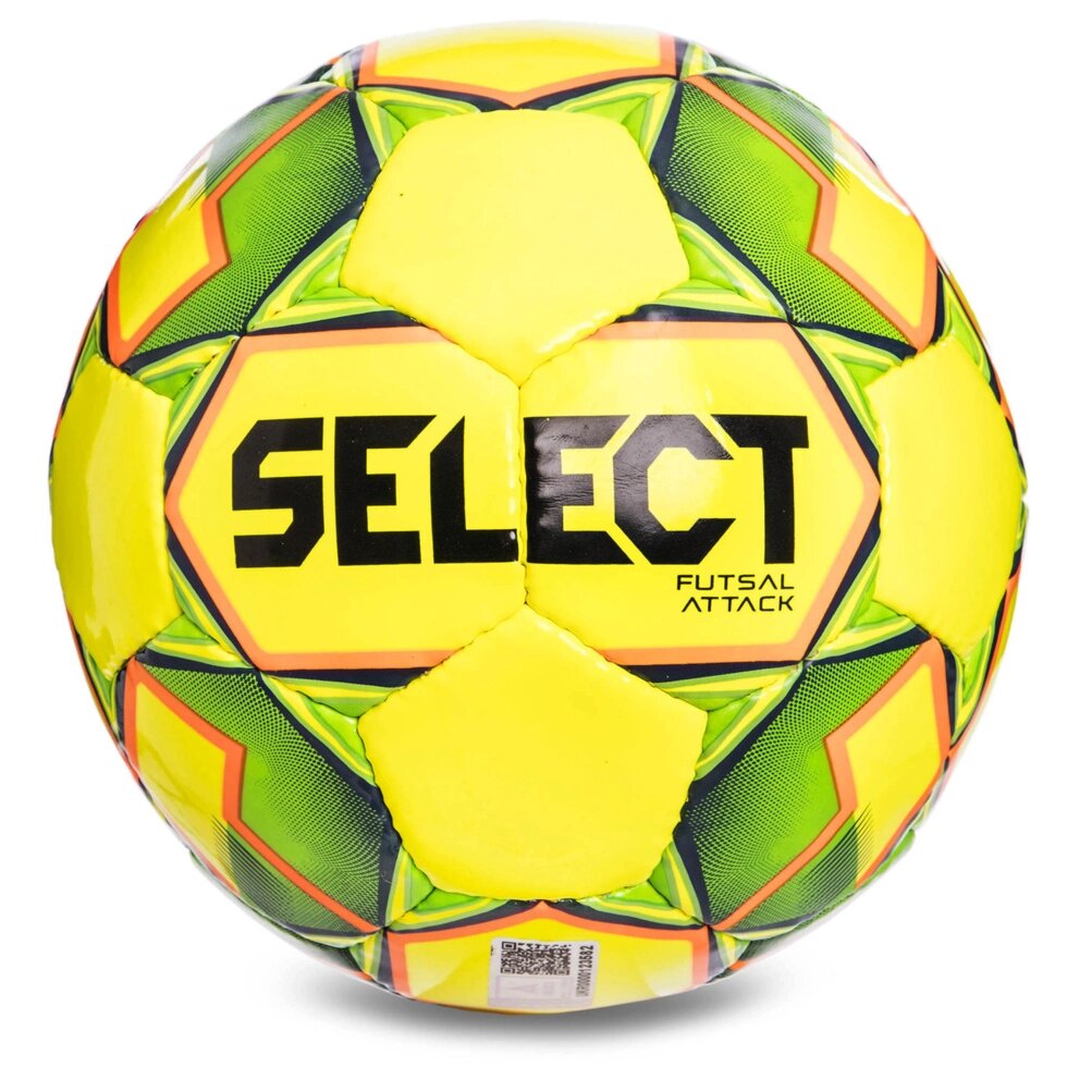 М'яч футзальний №4 SELECT FUTSAL ATTACK (FPUG 1100, жовтий-зелений-помаранчевий) від компанії Спортивний інтернет - магазин "One Sport" - фото 1