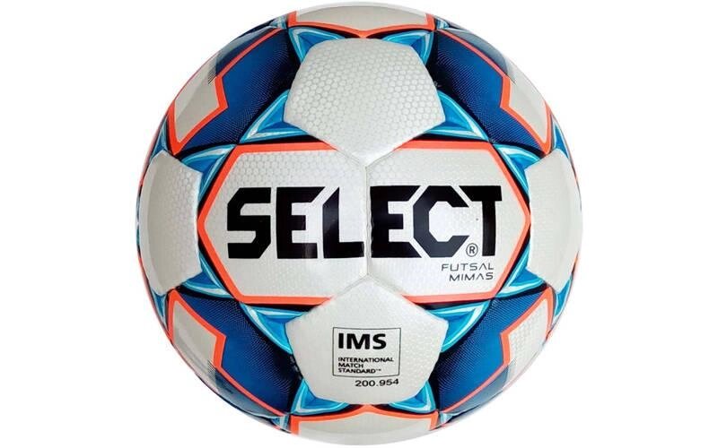 М'яч футзальний №4 SELECT FUTSAL MIMAS IMS (FPUS 1300, білий-синій-оранжевий) від компанії Спортивний інтернет - магазин "One Sport" - фото 1