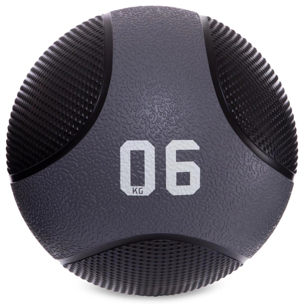 М'яч медичний медбол Medicine Ball FI-2824-6 6кг (гума, d-см, чорний) від компанії Спортивний інтернет - магазин "One Sport" - фото 1