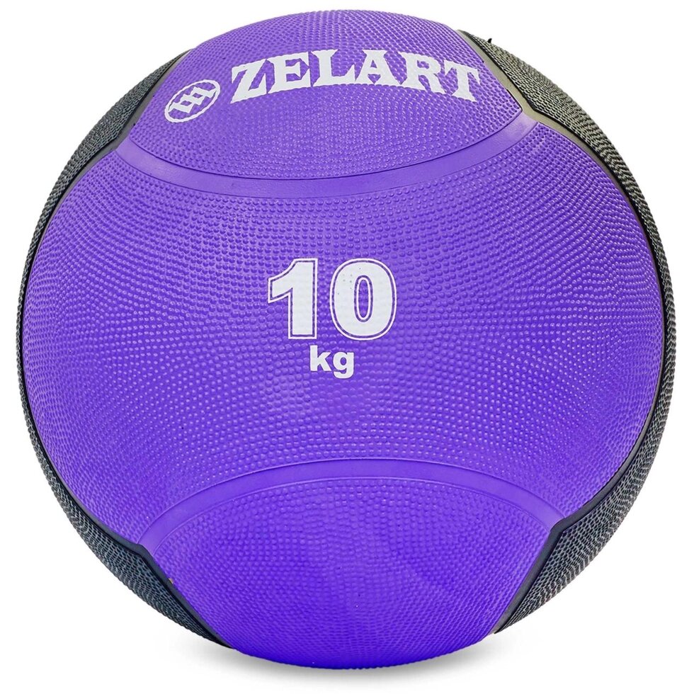 М'яч медичний медбол Zelart Medicine Ball FI-5121-10 10кг (гума, d-28,5 см, фіолетовий, чорний) від компанії Спортивний інтернет - магазин "One Sport" - фото 1