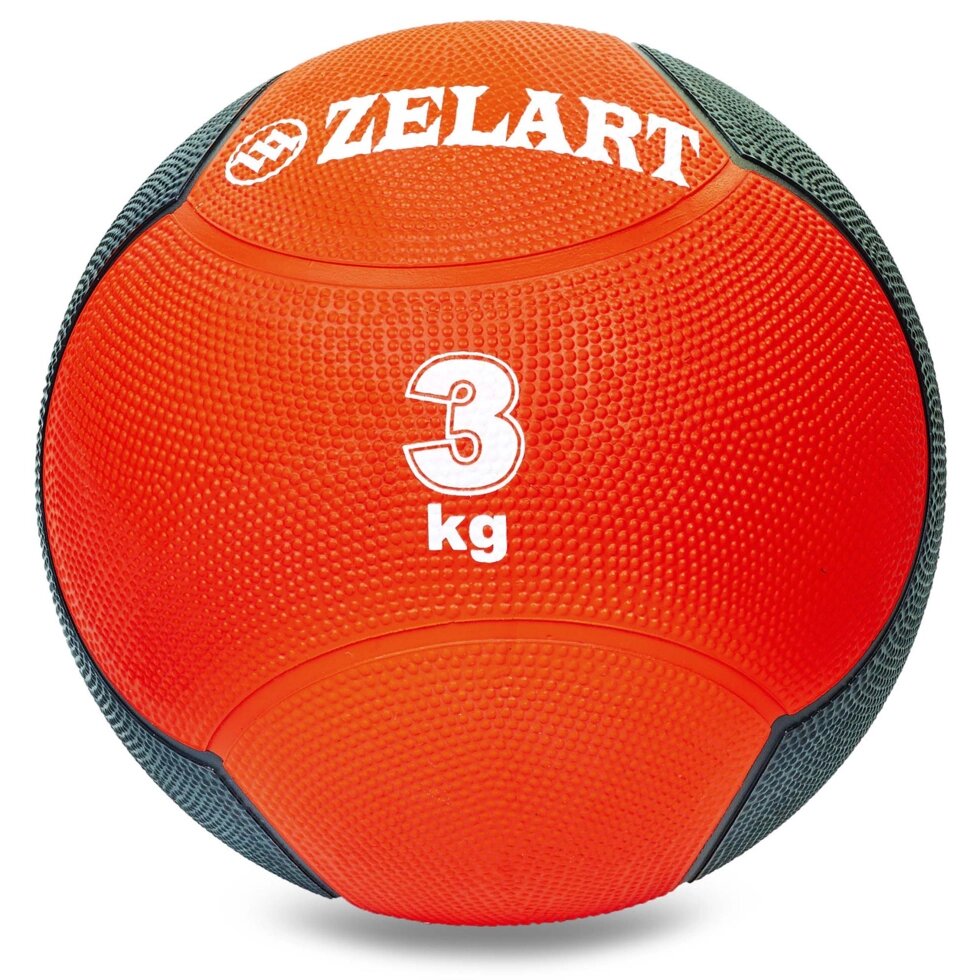 М'яч медичний медбол Zelart Medicine Ball FI-5121-3 3кг (гума, d-21,5 см, червоний-чорний) від компанії Спортивний інтернет - магазин "One Sport" - фото 1