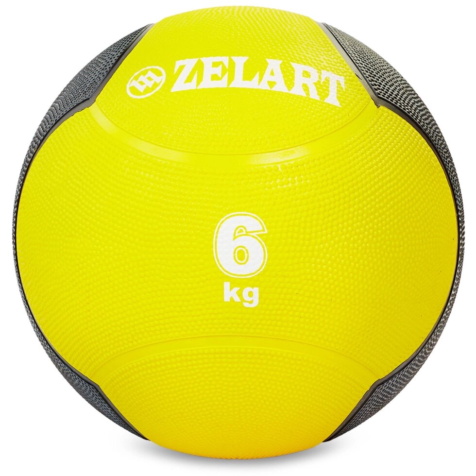 М'яч медичний медбол Zelart Medicine Ball FI-5121-6 6кг (гума, d-24см, жовтий-чорний) від компанії Спортивний інтернет - магазин "One Sport" - фото 1