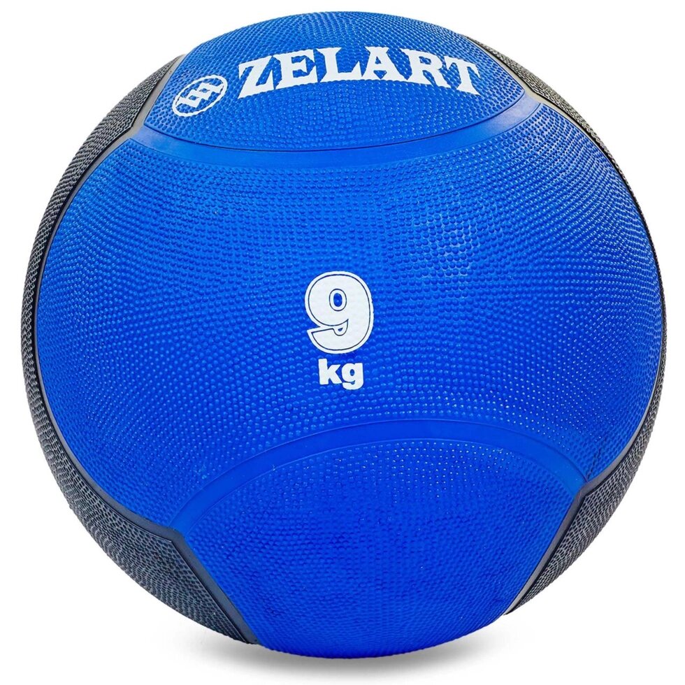 М'яч медичний медбол Zelart Medicine Ball FI-5121-9 9кг (гума, d-28,5 см, синій-чорний) від компанії Спортивний інтернет - магазин "One Sport" - фото 1