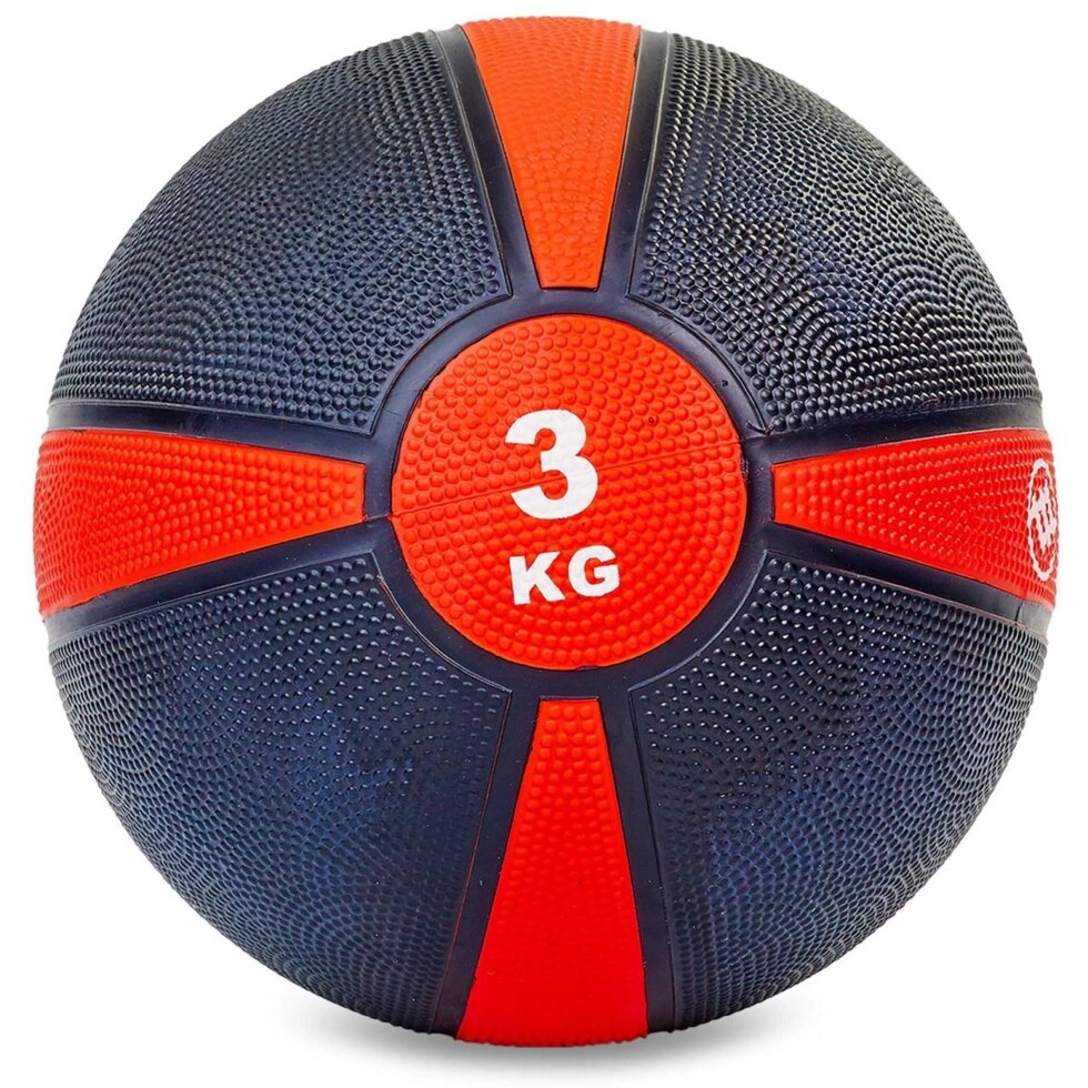 М'яч медичний медбол Zelart Medicine Ball FI-5122-3 3кг (гума, d-21,5 см, чорний-червоний) від компанії Спортивний інтернет - магазин "One Sport" - фото 1