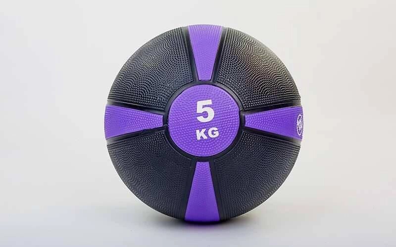 М'яч медичний медбол Zelart Medicine Ball FI-5122-5 5кг (гума, d-24см, чорний-фіолетовий) від компанії Спортивний інтернет - магазин "One Sport" - фото 1