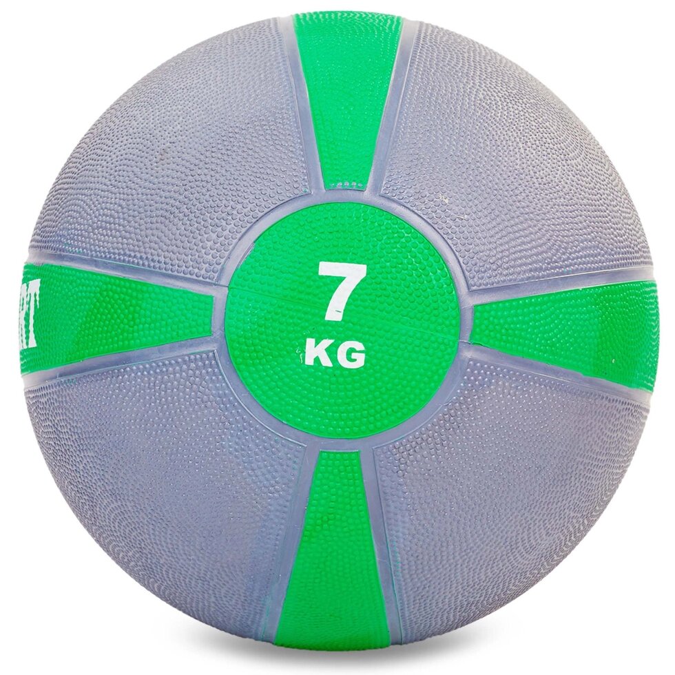 М'яч медичний медбол Zelart Medicine Ball FI-5122-7 7кг (гума, d-28,5 см, сірий-зелений) від компанії Спортивний інтернет - магазин "One Sport" - фото 1