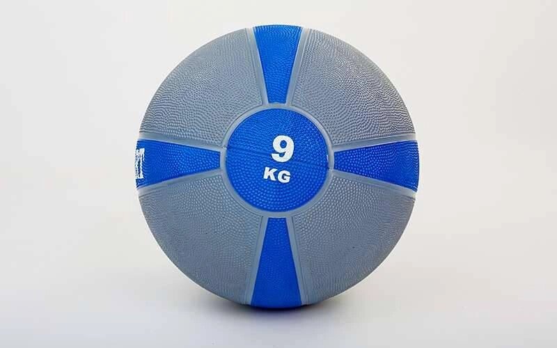 М'яч медичний медбол Zelart Medicine Ball FI-5122-9 9кг (гума, d-28,5 см, сірий-синій) від компанії Спортивний інтернет - магазин "One Sport" - фото 1