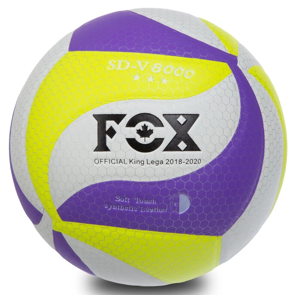 М'яч волейбольний Клеєний PU FOX SD-V8000 (PU з сотами, №5, 5 сл., клеєний) від компанії Спортивний інтернет - магазин "One Sport" - фото 1