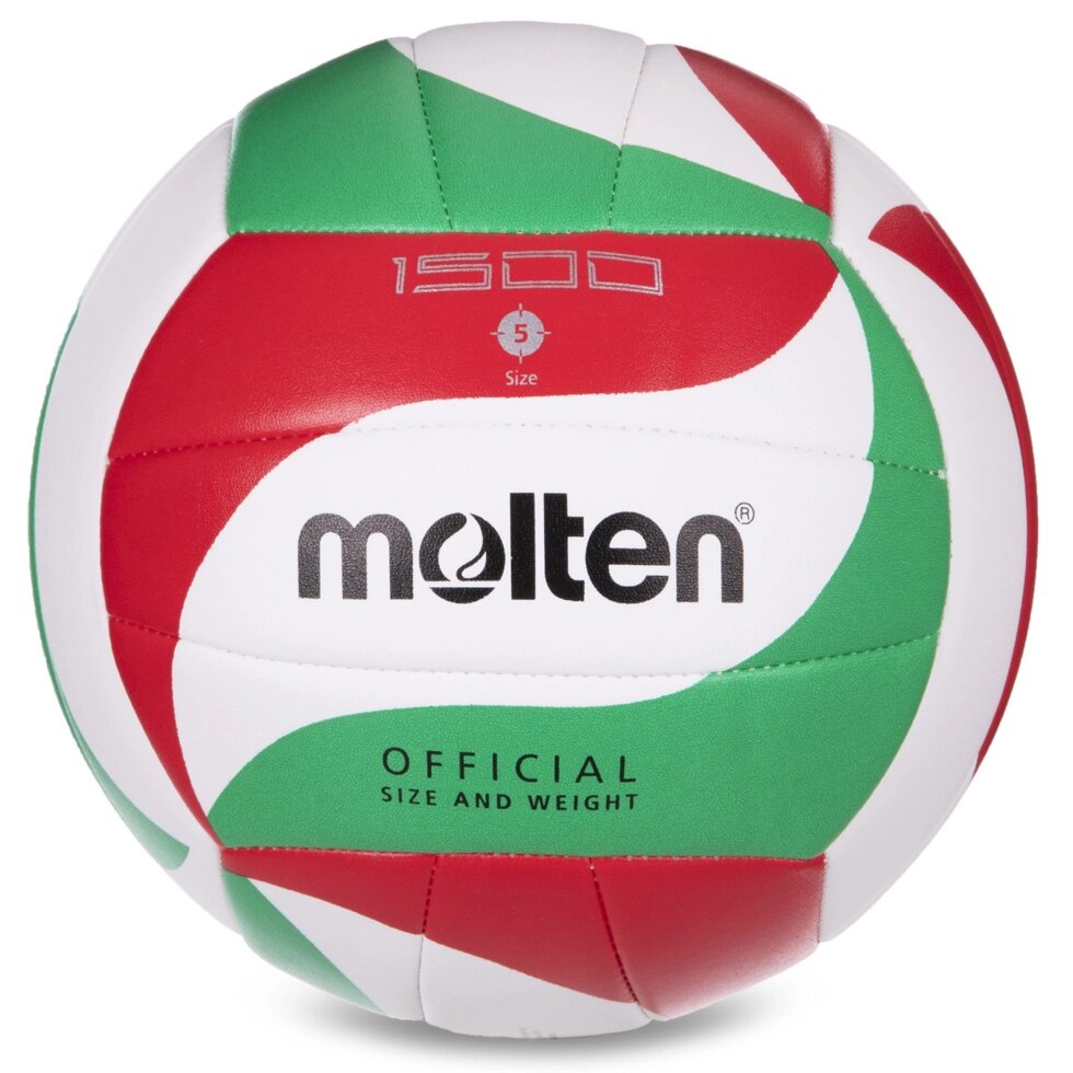 М'яч волейбольний Клеєний PU MOLTEN V5M1500-SH (PVC, №5, 5 сл., клеєний) від компанії Спортивний інтернет - магазин "One Sport" - фото 1