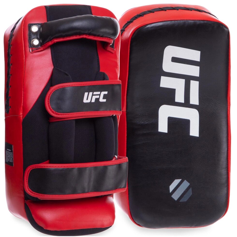Маківара Вигнута (2шт) шкіряна UFC PRO Thai UCP-75347 (кріплення на липучці, р-р 38х19х10см, чорний-червоний) від компанії Спортивний інтернет - магазин "One Sport" - фото 1