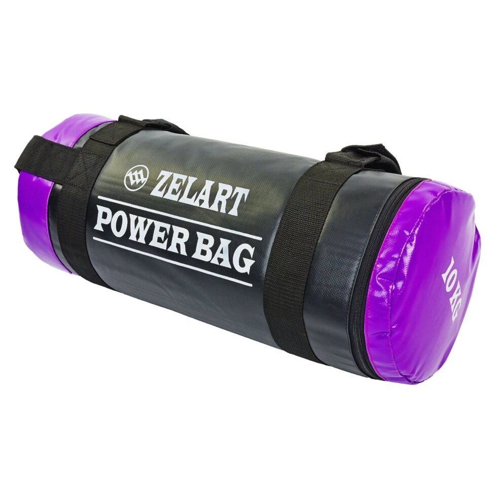 Мішок для кроссфита і фітнесу Zelart FI-5050A-10 Power Bag (PVC, нейлон, вага 10кг, чорний-фіолетовий) від компанії Спортивний інтернет - магазин "One Sport" - фото 1