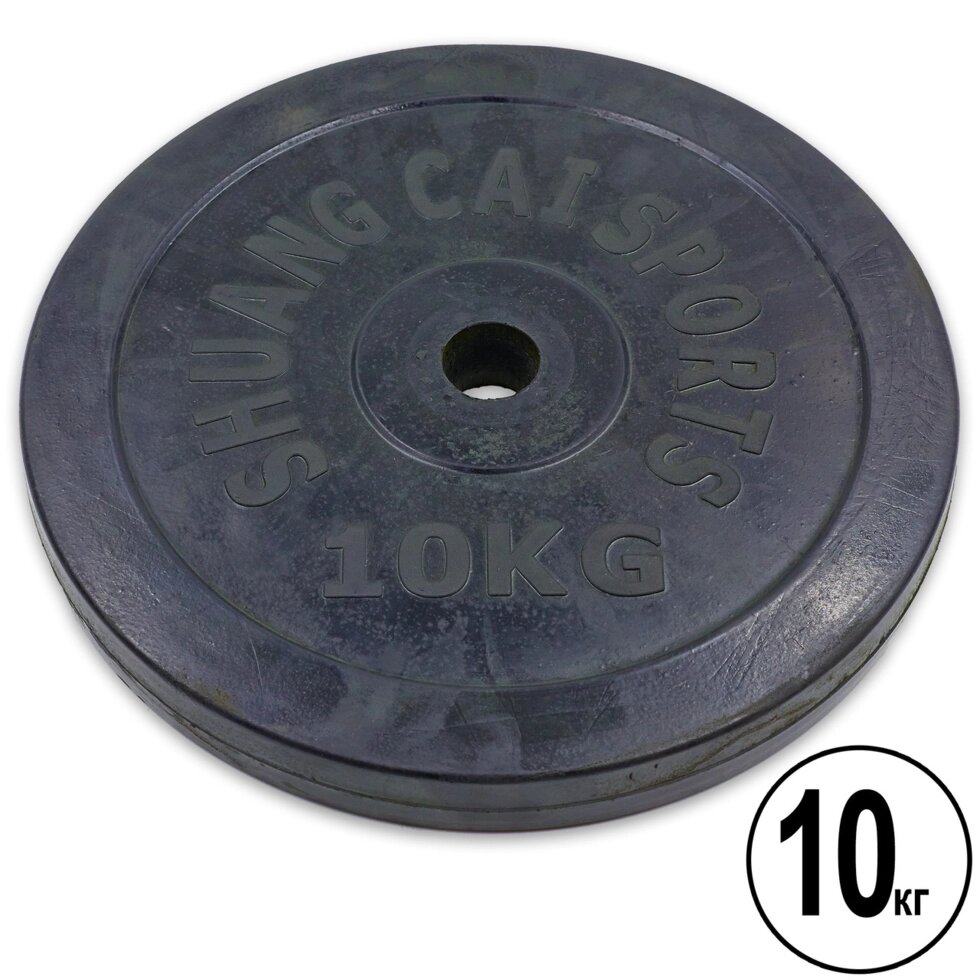 Млинці (диски) обгумовані d-30мм Shuang Cai Sports ТА-1445 10кг (метал, гума, чорний) від компанії Спортивний інтернет - магазин "One Sport" - фото 1