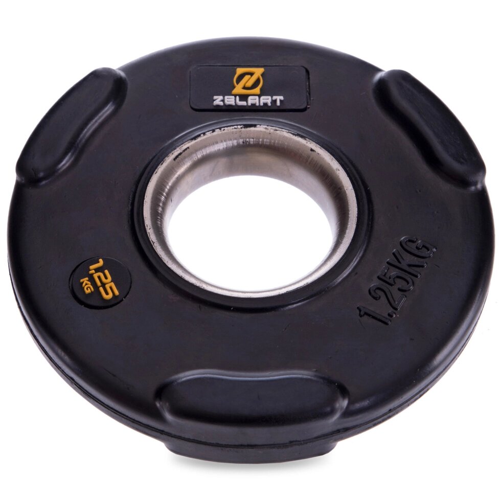 Млинці (диски) обгумовані Zelart TA-2673-1,25 51мм 1,25 кг чорний від компанії Спортивний інтернет - магазин "One Sport" - фото 1