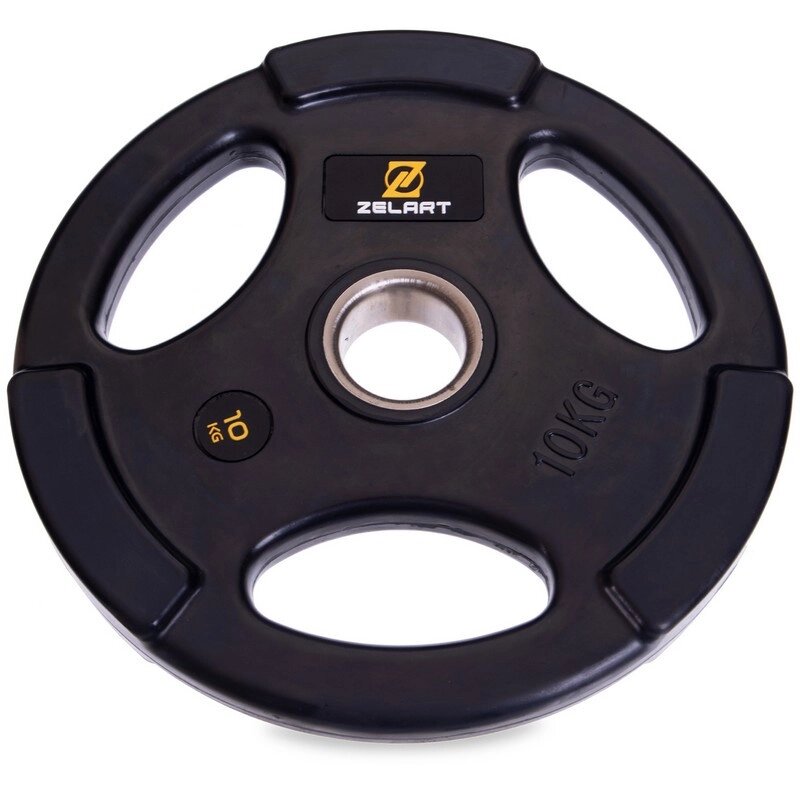 Млинці (диски) обгумовані Zelart TA-2673-10 51мм 10кг чорний від компанії Спортивний інтернет - магазин "One Sport" - фото 1