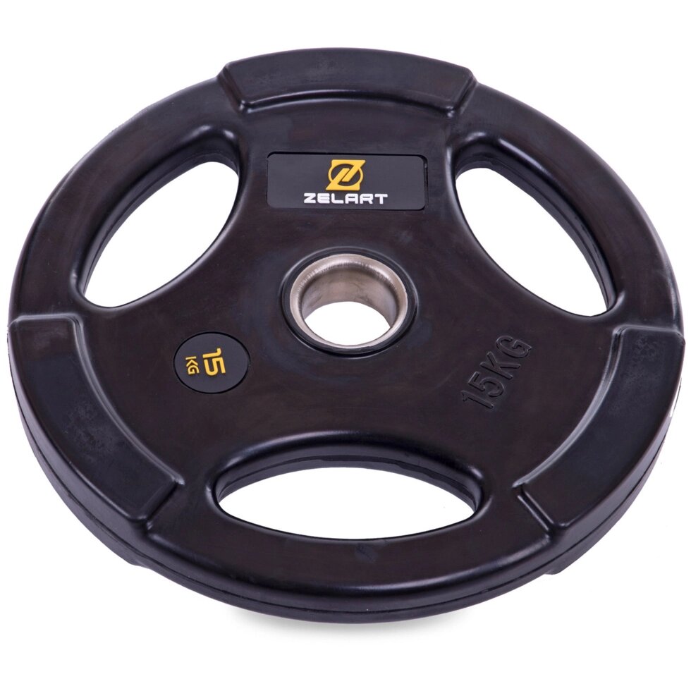 Млинці (диски) обгумовані Zelart TA-2673-15 51мм 15кг чорний від компанії Спортивний інтернет - магазин "One Sport" - фото 1