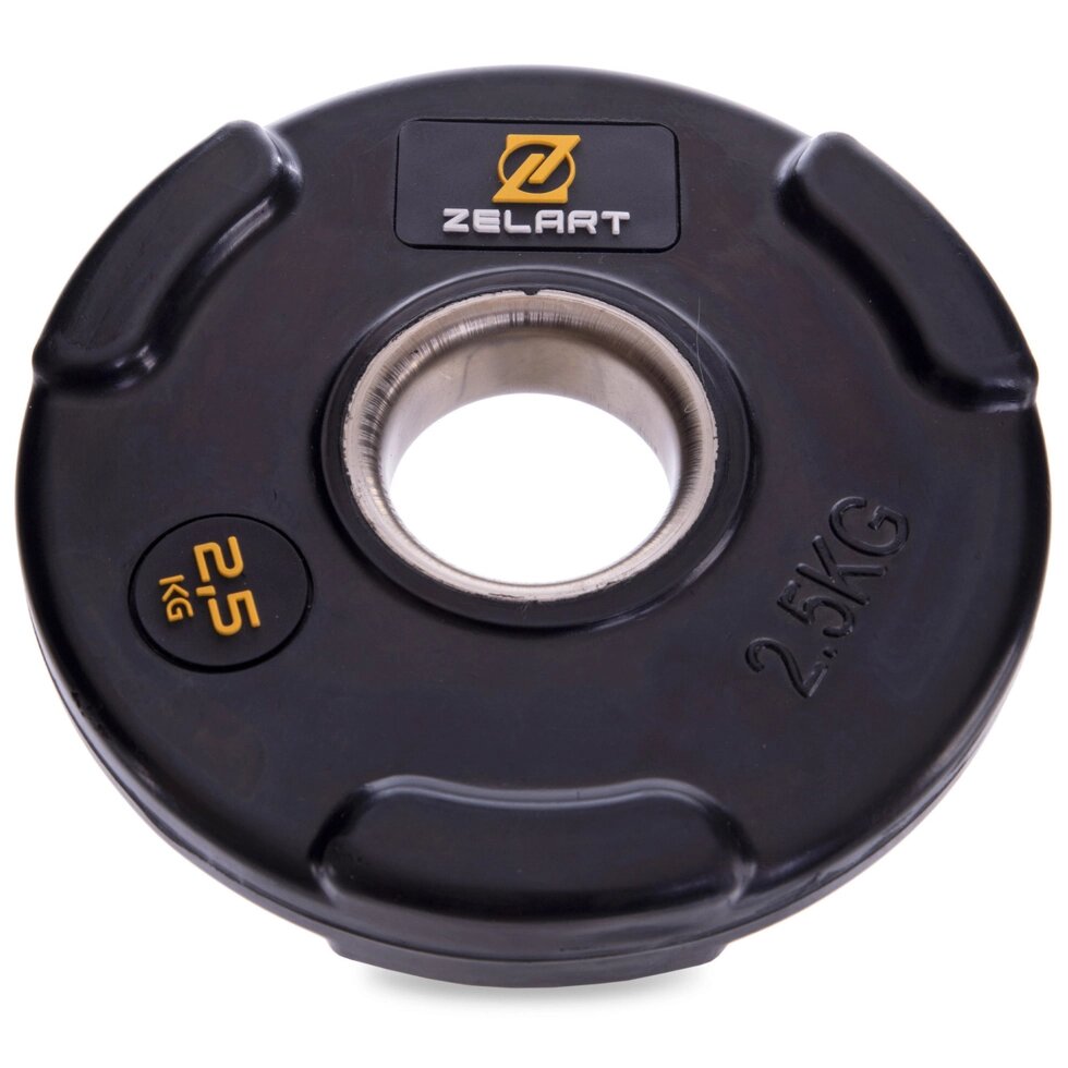 Млинці (диски) обгумовані Zelart TA-2673-2_5 51мм 2,5 кг чорний від компанії Спортивний інтернет - магазин "One Sport" - фото 1