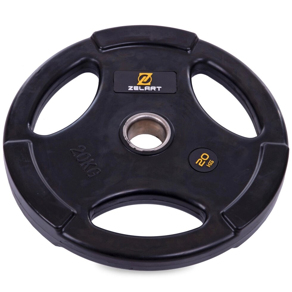 Млинці (диски) обгумовані Zelart TA-2673-20 51мм 20кг чорний від компанії Спортивний інтернет - магазин "One Sport" - фото 1