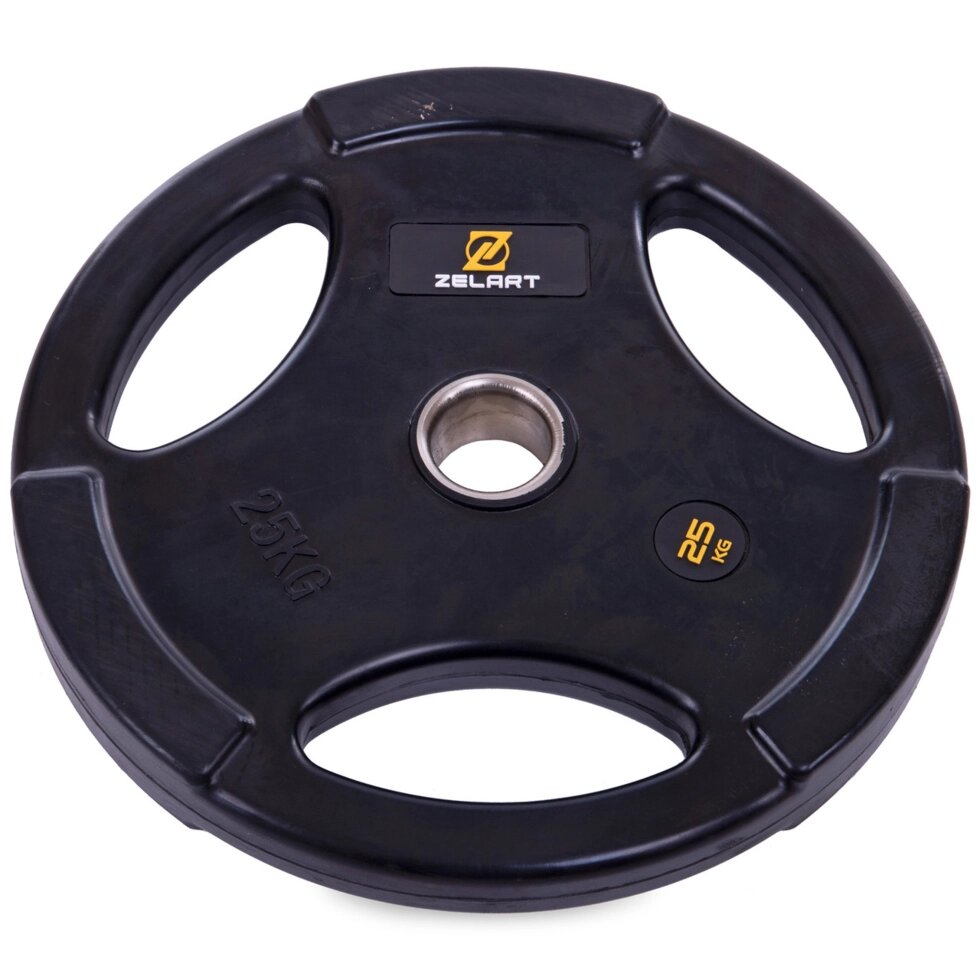 Млинці (диски) обгумовані Zelart TA-2673-25 51мм 25кг чорний від компанії Спортивний інтернет - магазин "One Sport" - фото 1