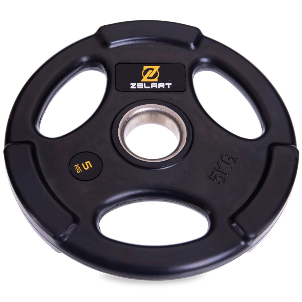 Млинці (диски) обгумовані Zelart TA-2673-5 51мм 5кг чорний від компанії Спортивний інтернет - магазин "One Sport" - фото 1