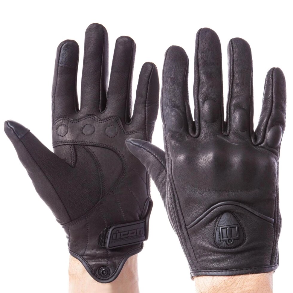Мотоперчатки з закритими пальцями і протектором Zelart MS-0526 L-XL чорний від компанії Спортивний інтернет - магазин "One Sport" - фото 1