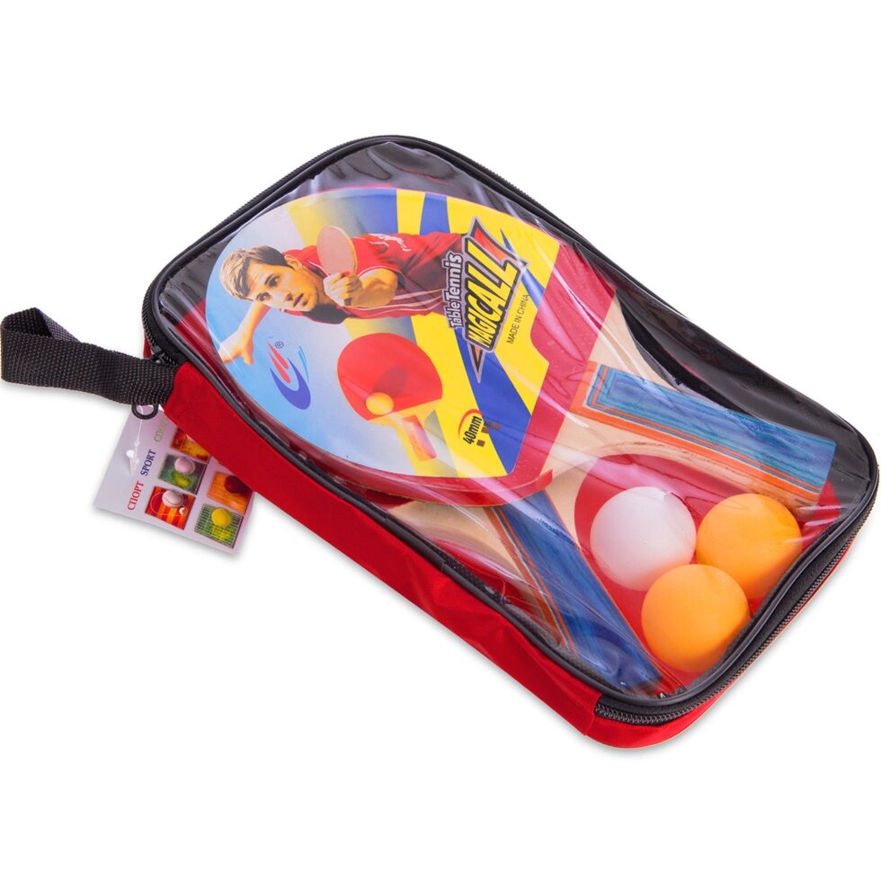Набір для настільного тенісу 2 ракетки, 3 м'ячі з чохлом Magical MT-809 (деревина, гума, пластик) від компанії Спортивний інтернет - магазин "One Sport" - фото 1