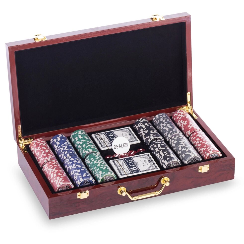 Набір для покеру в MDF валізі LAS VEGAS W300N на 300 фішок номіналом (р-р 41х22х8,5см) від компанії Спортивний інтернет - магазин "One Sport" - фото 1
