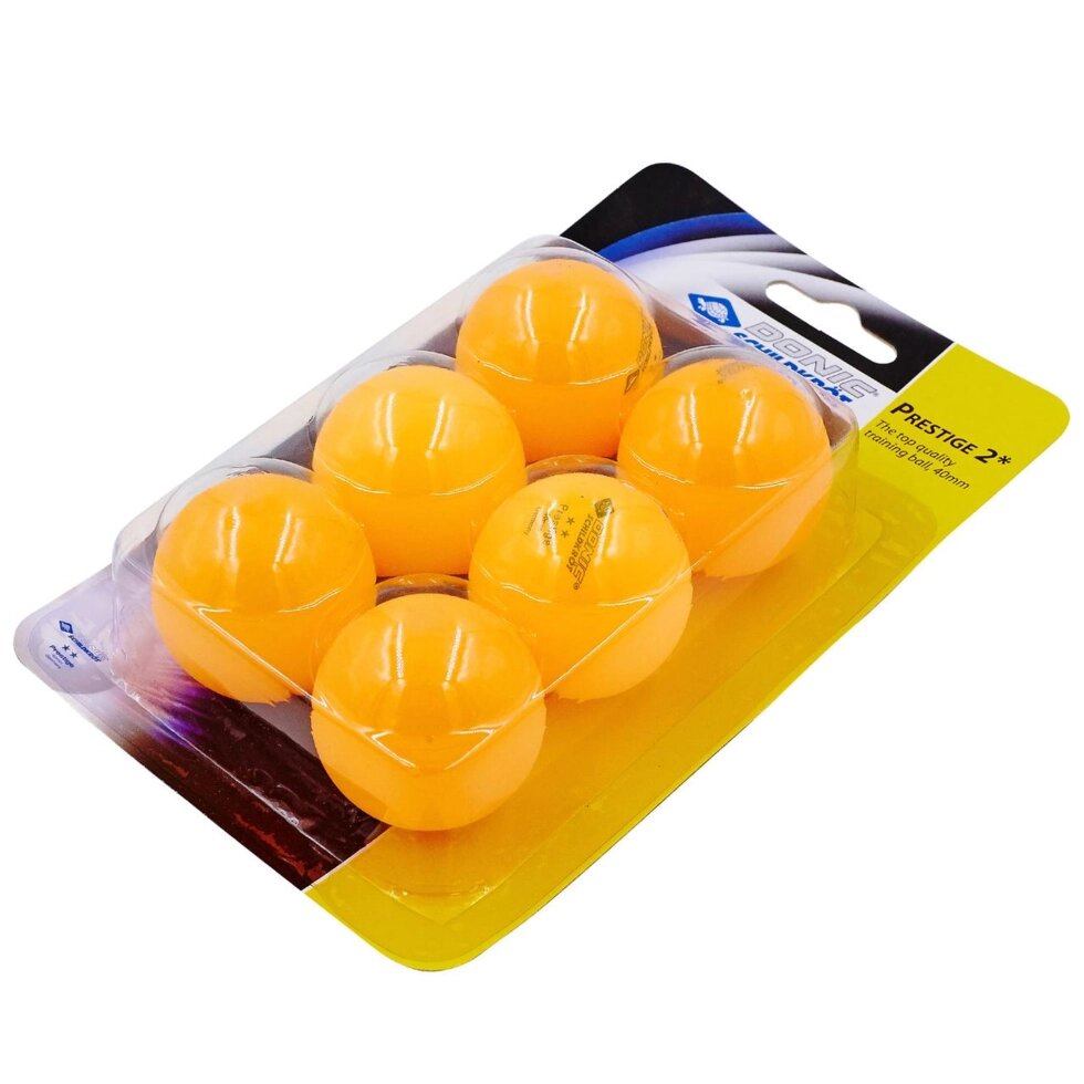 Набір м'ячів для настільного тенісу 6 штук DONIC МТ-658028 PRESTIGE 2star (целулоїд, d-40мм, оранжевий) від компанії Спортивний інтернет - магазин "One Sport" - фото 1