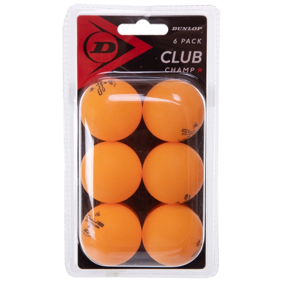 Набір м'ячів для настільного тенісу 6 штук DUNLOP DL679350 D TT BL 40+ CLUB CHAMP 6 BALL BLISTER OR від компанії Спортивний інтернет - магазин "One Sport" - фото 1