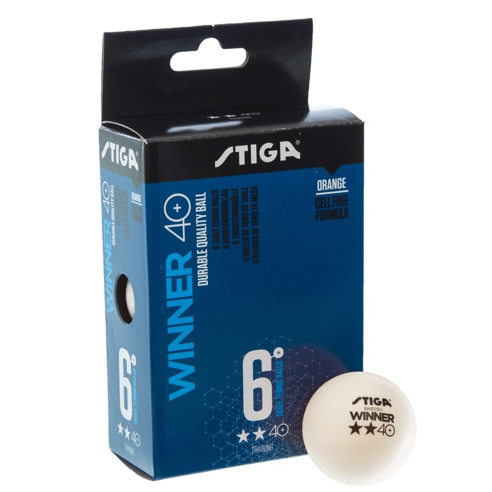 Набір м'ячів для настільного тенісу 6 штук STIGA SGA-1111-24 WINNER 2* (ABS, d-40мм, кольори в асортименті) від компанії Спортивний інтернет - магазин "One Sport" - фото 1