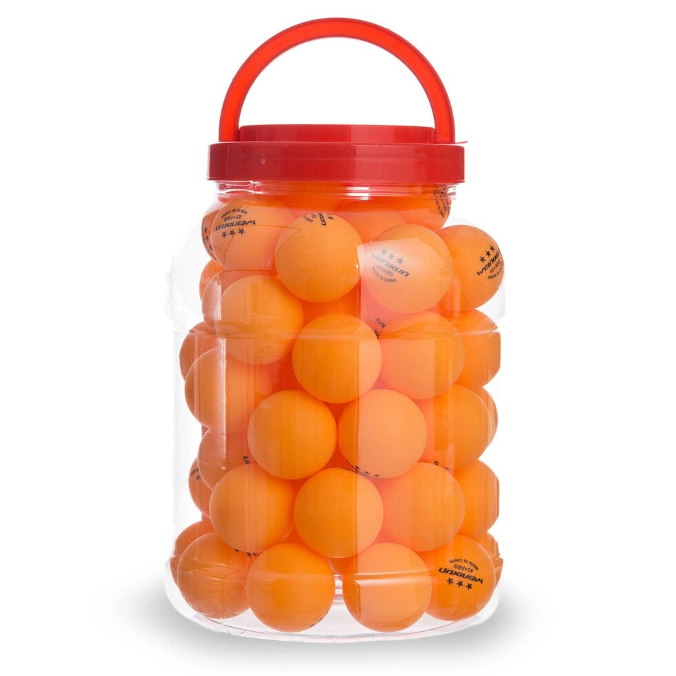 Набір м'ячів для настільного тенісу 60 штук в пластиковій банці WEINIXUN W92 (d-40мм, білий, помаранчевий) від компанії Спортивний інтернет - магазин "One Sport" - фото 1