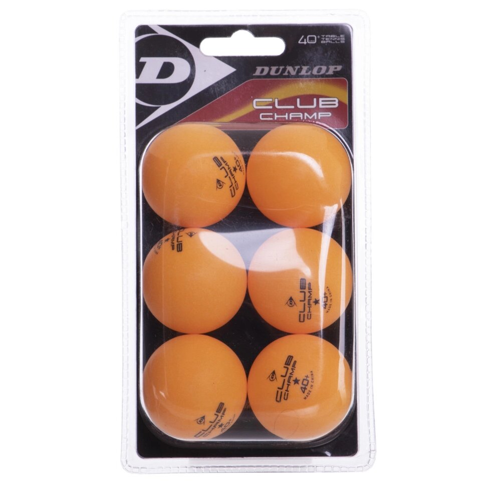 Набір м'ячів для настільного тенісу DUNLOP CLUB CHAMP 40+ MT-679315 6 шт. жовтогарячий від компанії Спортивний інтернет - магазин "One Sport" - фото 1