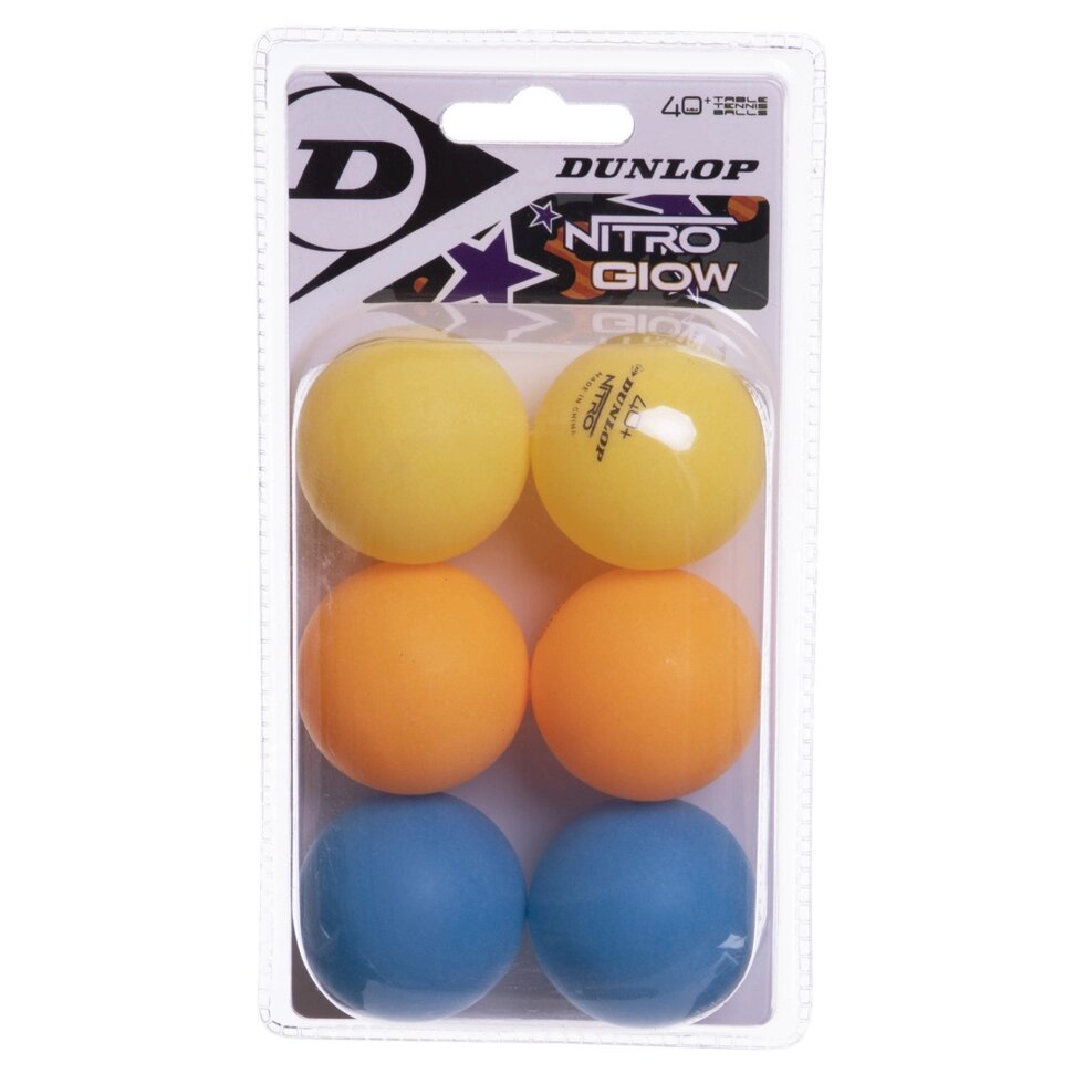 Набір м'ячів для настільного тенісу DUNLOP NITRO GLOW 40+ MT-679313 6шт різнобарвний від компанії Спортивний інтернет - магазин "One Sport" - фото 1