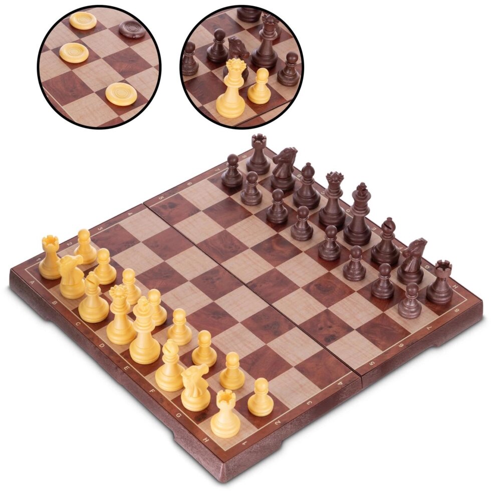 Набір настільних ігор 2 в 1 Zelart QX2880-S шахи, шашки, на магнітах від компанії Спортивний інтернет - магазин "One Sport" - фото 1