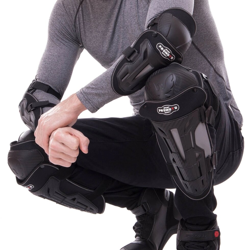 Набір захисту двигуна PROMOTO PM-28 (коліна, нижня нога, передпліччя, ліктьовий) від компанії Спортивний інтернет - магазин "One Sport" - фото 1