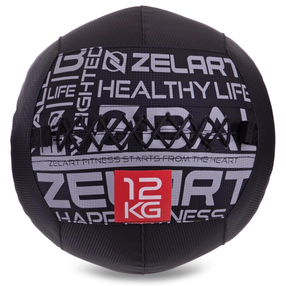 Набивний м'яч для кросфита волбол WALL BALL Zelart FI-2637-12 12кг чорний від компанії Спортивний інтернет - магазин "One Sport" - фото 1