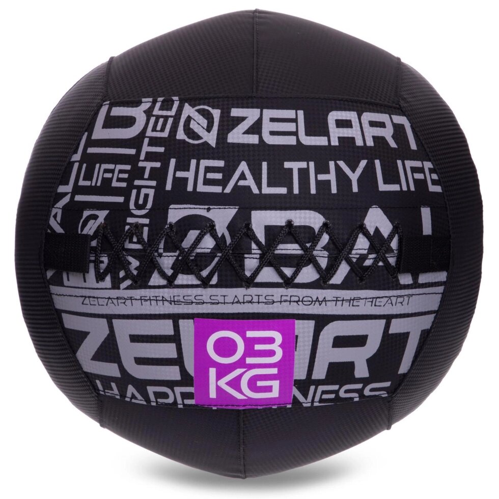 Набивний м'яч для кросфита волбол WALL BALL Zelart FI-2637-3 3кг чорний від компанії Спортивний інтернет - магазин "One Sport" - фото 1