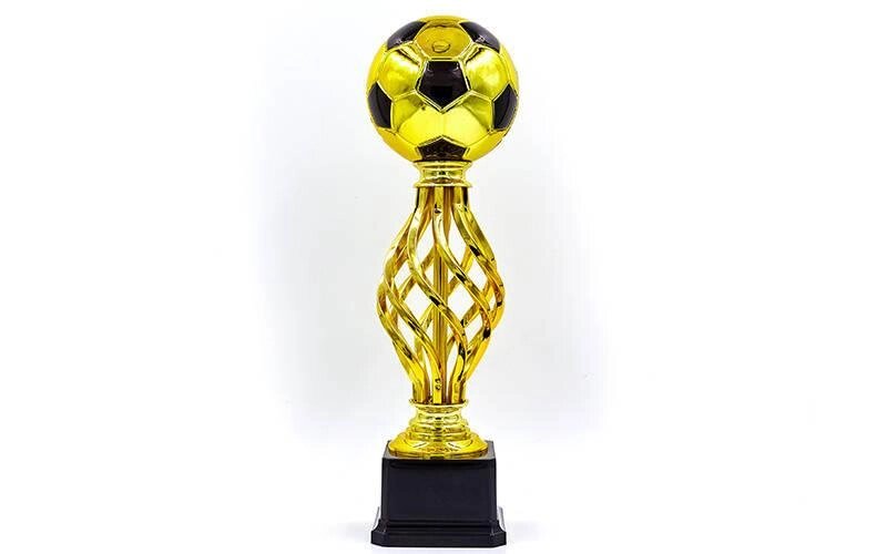 Нагорода (приз) спортивна BALL YK-047С (пластик, h-33см, b-9,5 см, d кулі-12см, золото) від компанії Спортивний інтернет - магазин "One Sport" - фото 1