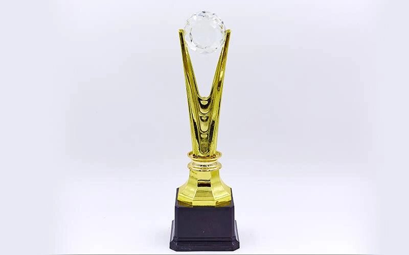 Нагорода (приз) спортивна C-827B (пластик, h-28см, b-6см, d кристала-5,5 см, золото) від компанії Спортивний інтернет - магазин "One Sport" - фото 1