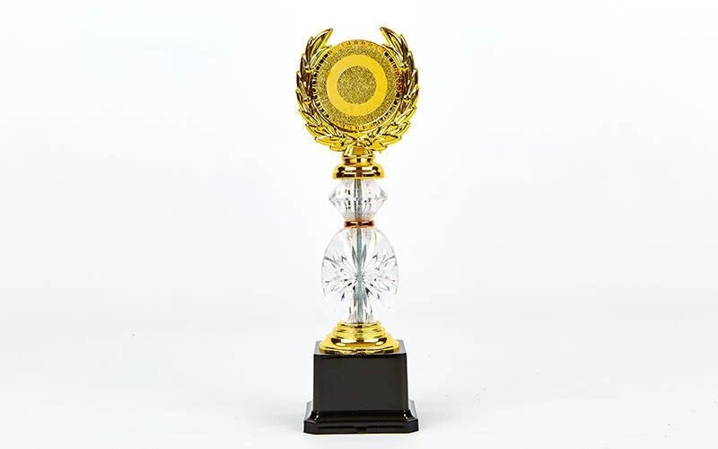 Нагорода (приз) спортивна з місцем під жетон YK-138 (пластик, h-26см, b-8см, золото) від компанії Спортивний інтернет - магазин "One Sport" - фото 1