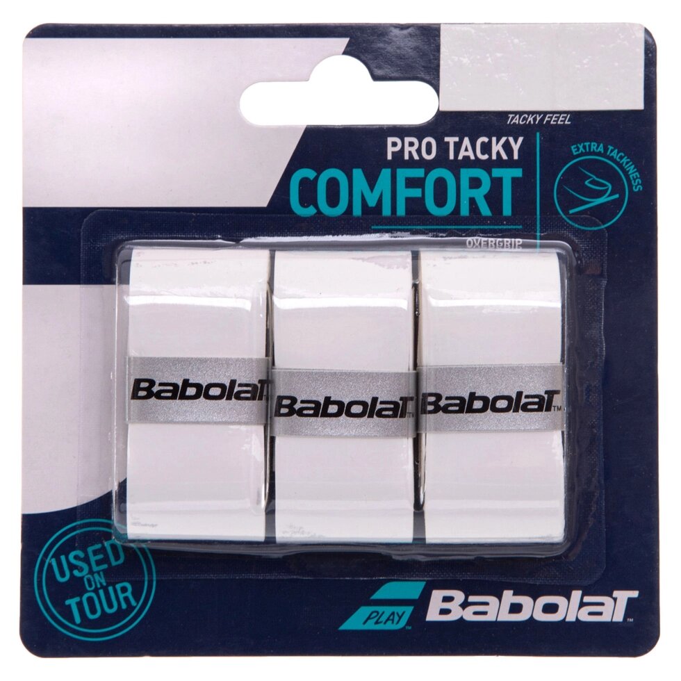 Обмотка на ручку ракетки Overgrip BABOLAT BB653039-101 PRO TACKY x3 TENNIS GRIP USEX WHT 3шт білий від компанії Спортивний інтернет - магазин "One Sport" - фото 1