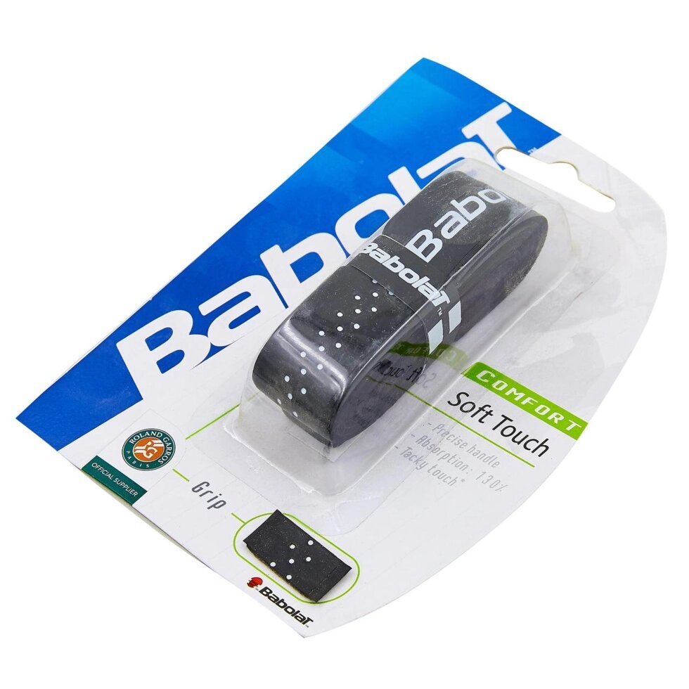 Обмотка на ручку ракетки теніс, сквош, бадмінтон Grip BABOLAT 670015-145 SOFT TOUCH (1шт, чорний) від компанії Спортивний інтернет - магазин "One Sport" - фото 1